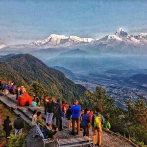 Sarangkot hiking trail from Pokhara at sunrise