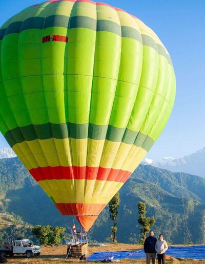 hot air balloon flight over Phewa Lake and Annapurna range Pokhara