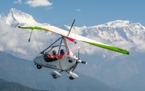 ultralight flight in Pokhara over Phewa Lake and Annapurna range